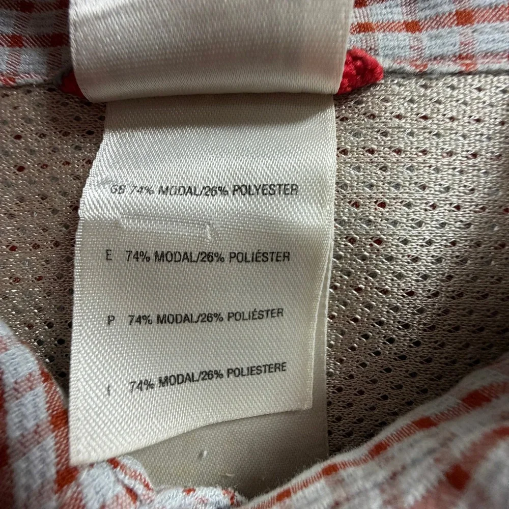 The North‎ Face Mens Medium M Red Micro Check Short Sleeve Vented Hiking Shirt